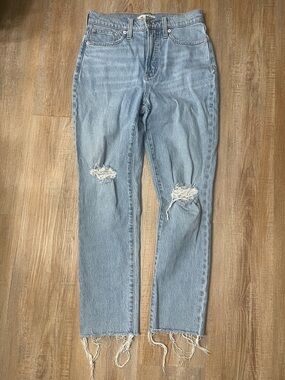 Madewell Light Blue Straight Leg Distressed Jeans